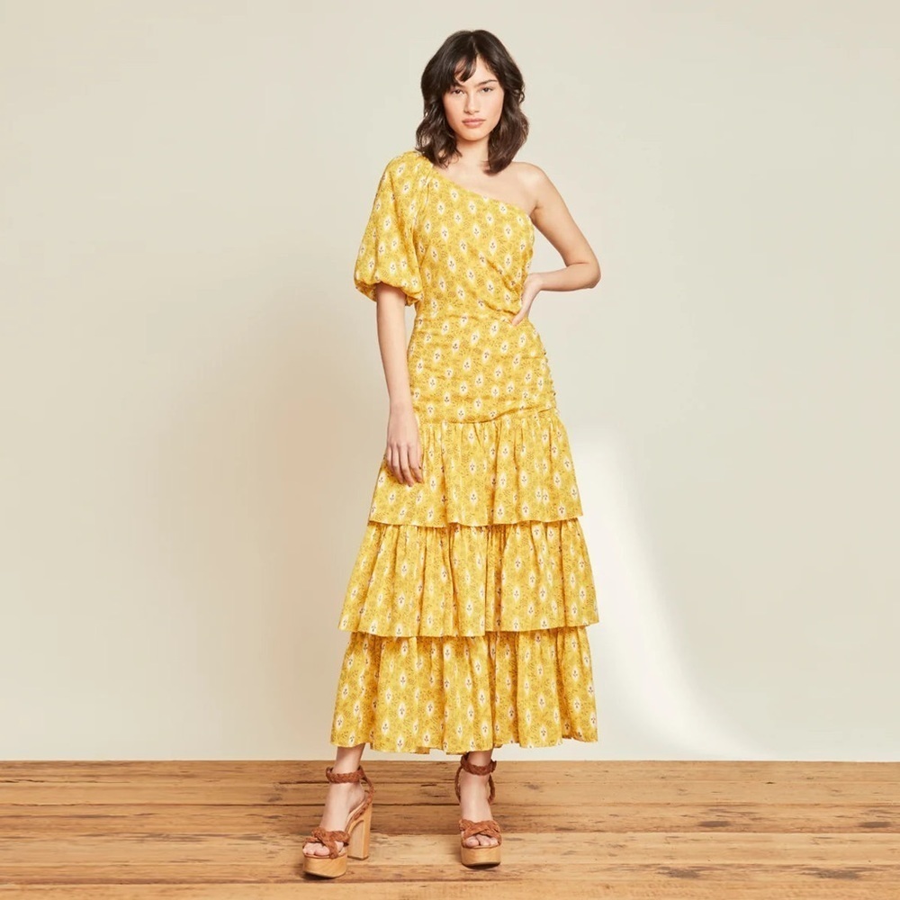 NWT - Veronica Beard - Virginia One Shoulder Dress - Sun Multi